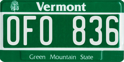 VT license plate OFO836