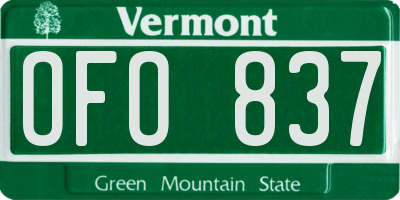 VT license plate OFO837