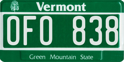 VT license plate OFO838
