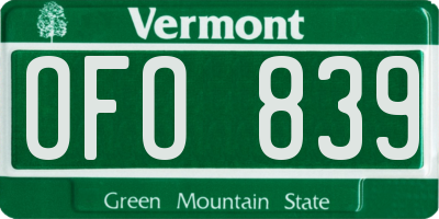 VT license plate OFO839