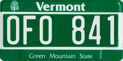 VT license plate OFO841
