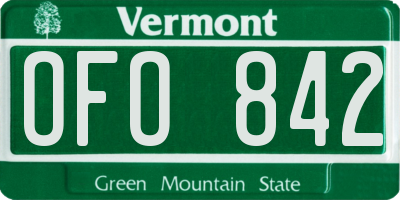 VT license plate OFO842