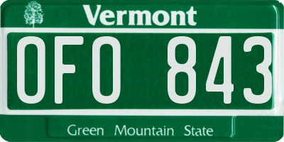VT license plate OFO843