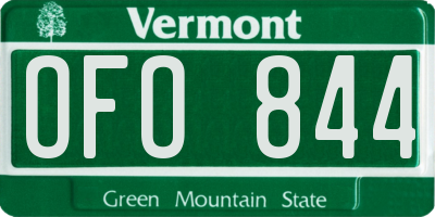 VT license plate OFO844