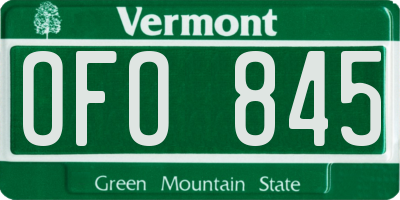 VT license plate OFO845