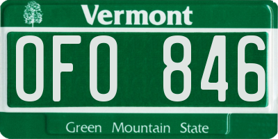 VT license plate OFO846
