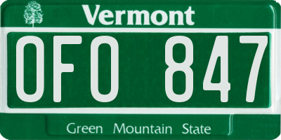 VT license plate OFO847