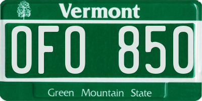 VT license plate OFO850