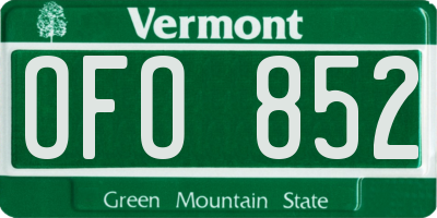 VT license plate OFO852