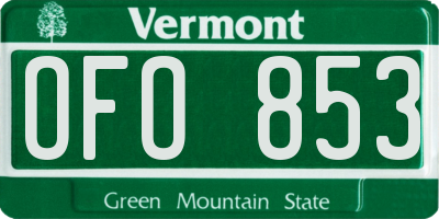 VT license plate OFO853