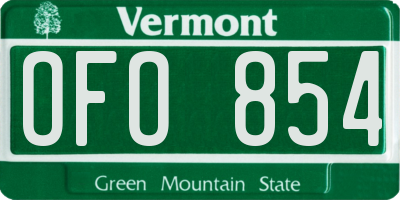 VT license plate OFO854