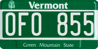 VT license plate OFO855