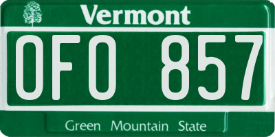 VT license plate OFO857