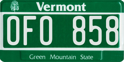 VT license plate OFO858