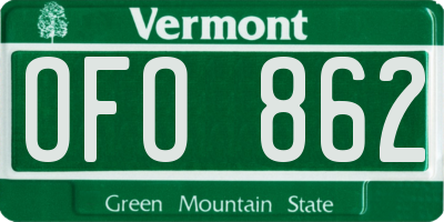 VT license plate OFO862