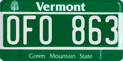 VT license plate OFO863