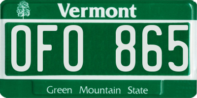 VT license plate OFO865