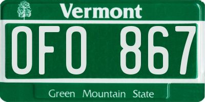 VT license plate OFO867