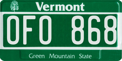 VT license plate OFO868