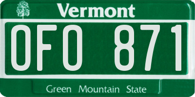 VT license plate OFO871