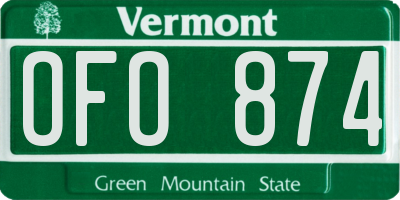 VT license plate OFO874