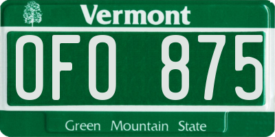 VT license plate OFO875