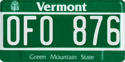 VT license plate OFO876