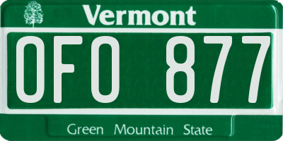 VT license plate OFO877