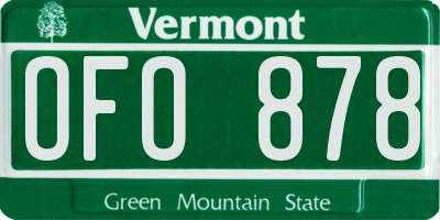 VT license plate OFO878