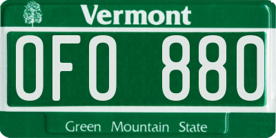 VT license plate OFO880
