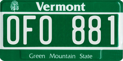VT license plate OFO881