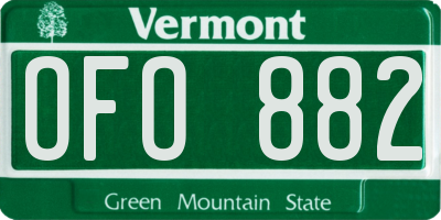 VT license plate OFO882
