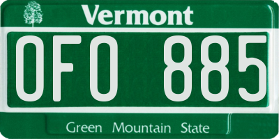 VT license plate OFO885