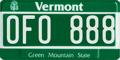 VT license plate OFO888