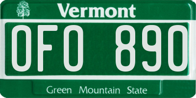 VT license plate OFO890
