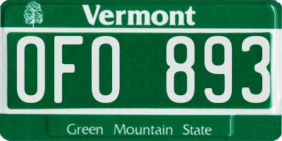 VT license plate OFO893