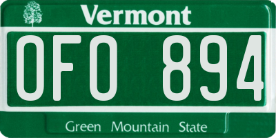 VT license plate OFO894