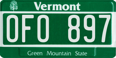 VT license plate OFO897