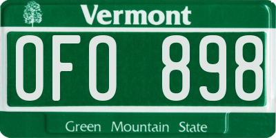 VT license plate OFO898