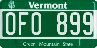 VT license plate OFO899
