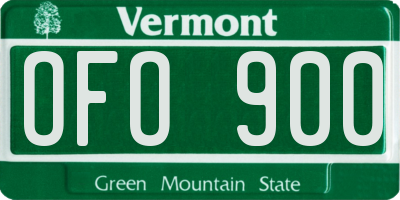 VT license plate OFO900