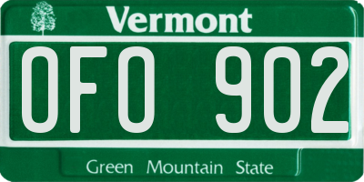 VT license plate OFO902