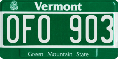 VT license plate OFO903