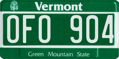 VT license plate OFO904