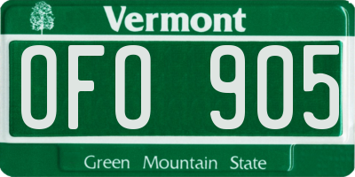 VT license plate OFO905
