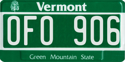 VT license plate OFO906