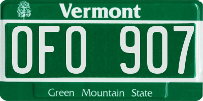 VT license plate OFO907
