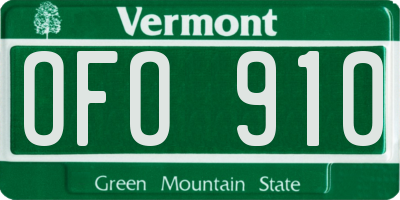 VT license plate OFO910