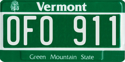 VT license plate OFO911