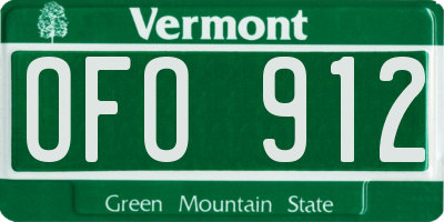 VT license plate OFO912